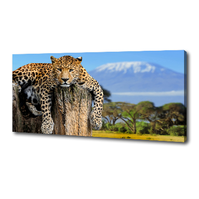 Canvas wall art Leopard on the trunk