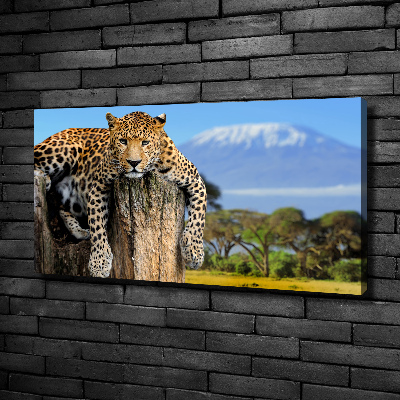 Canvas wall art Leopard on the trunk