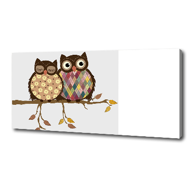 Canvas wall art Two owls on the branches