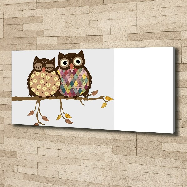 Canvas wall art Two owls on the branches