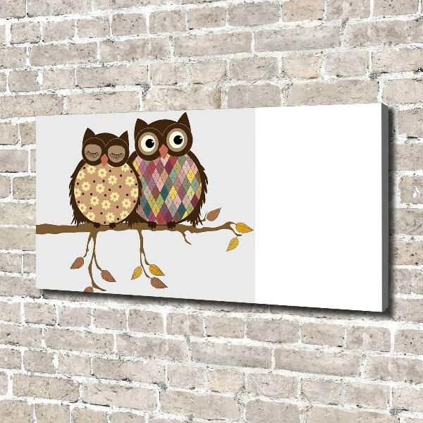 Canvas wall art Two owls on the branches