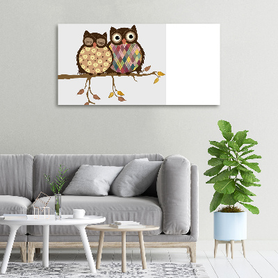 Canvas wall art Two owls on the branches