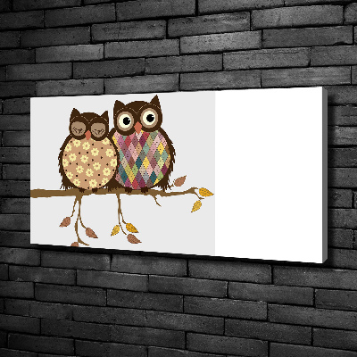 Canvas wall art Two owls on the branches