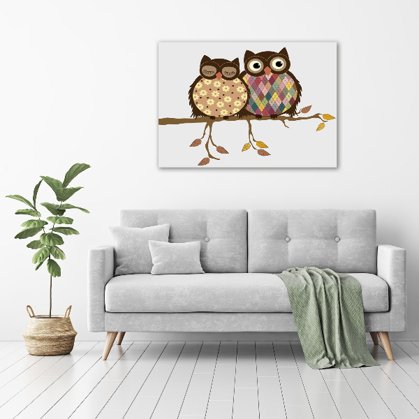 Canvas wall art Two owls on the branches