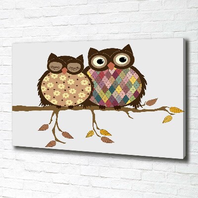 Canvas wall art Two owls on the branches