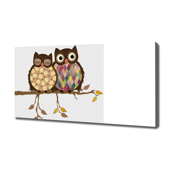 Canvas wall art Two owls on the branches