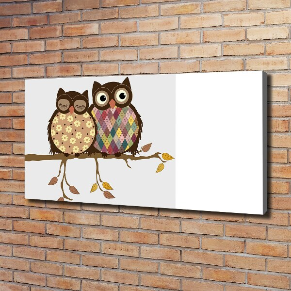 Canvas wall art Two owls on the branches