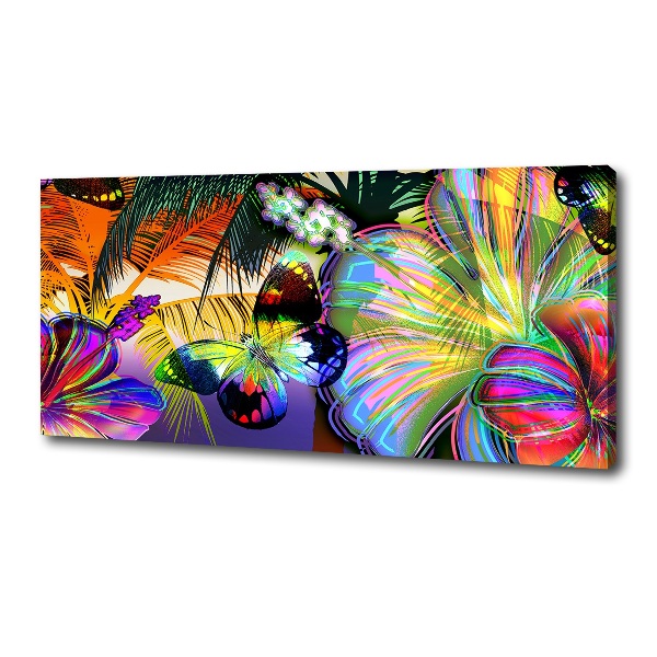 Canvas wall art Flowers and butterfly