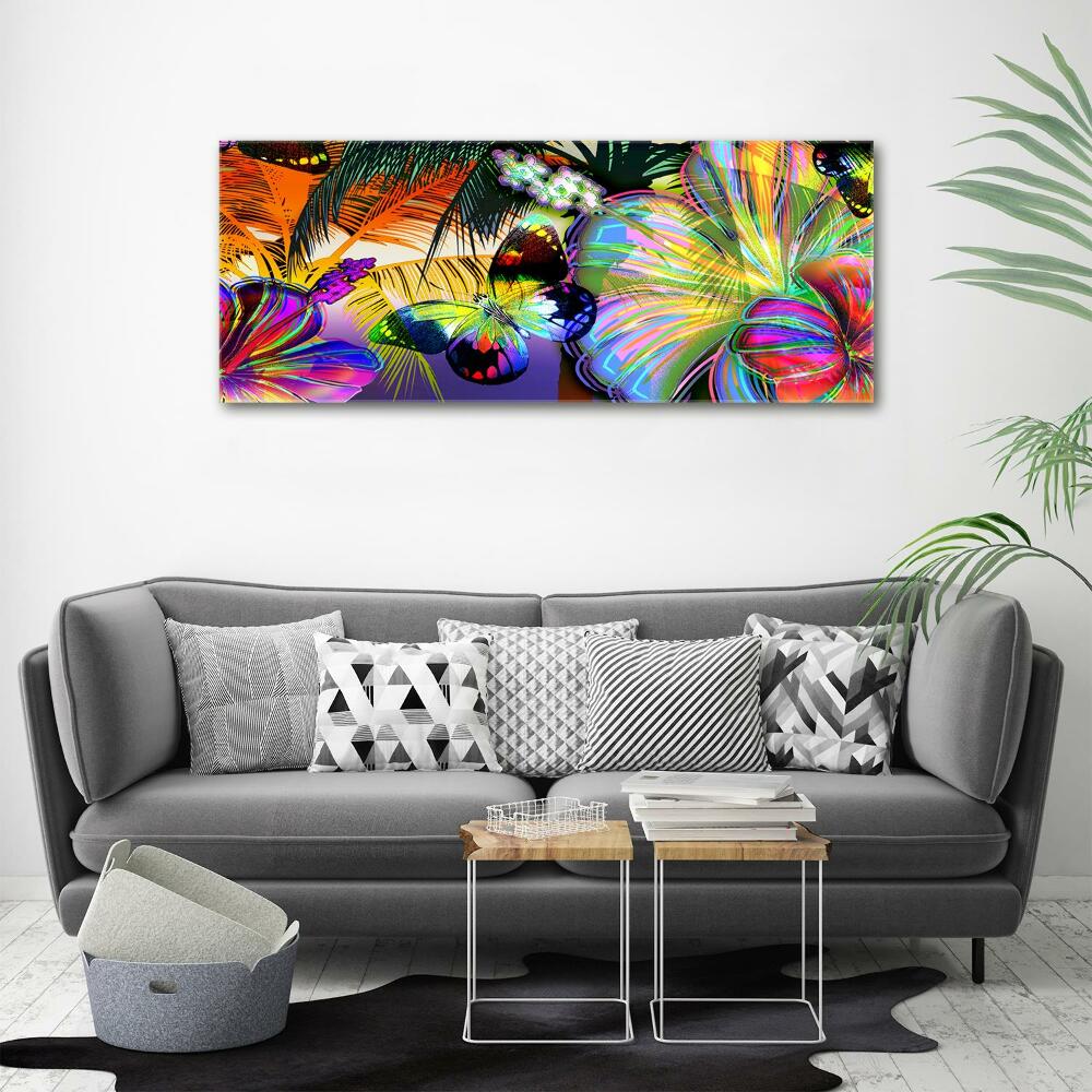 Canvas wall art Flowers and butterfly