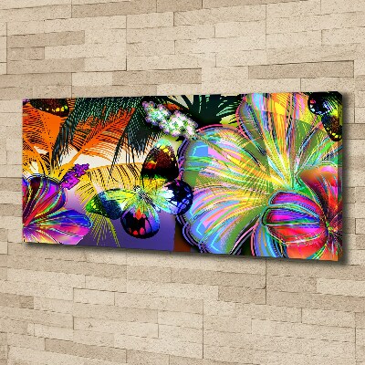 Canvas wall art Flowers and butterfly