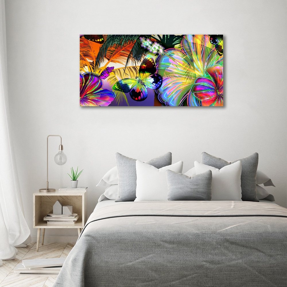 Canvas wall art Flowers and butterfly