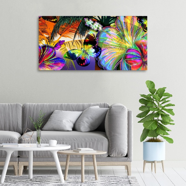 Canvas wall art Flowers and butterfly