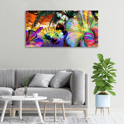 Canvas wall art Flowers and butterfly