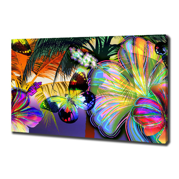 Canvas wall art Flowers and butterfly