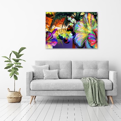 Canvas wall art Flowers and butterfly