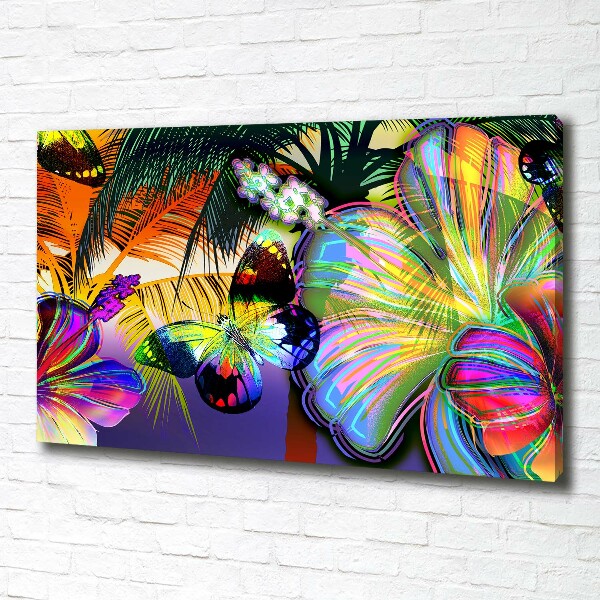 Canvas wall art Flowers and butterfly