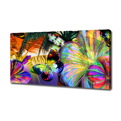 Canvas wall art Flowers and butterfly