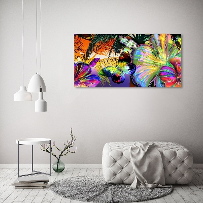 Canvas wall art Flowers and butterfly