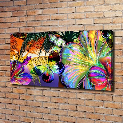 Canvas wall art Flowers and butterfly