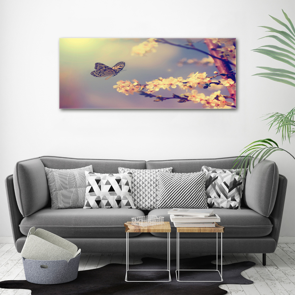 Canvas wall art Cherry flower and butterfly