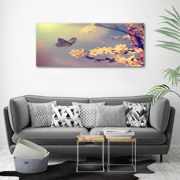 Canvas wall art Cherry flower and butterfly