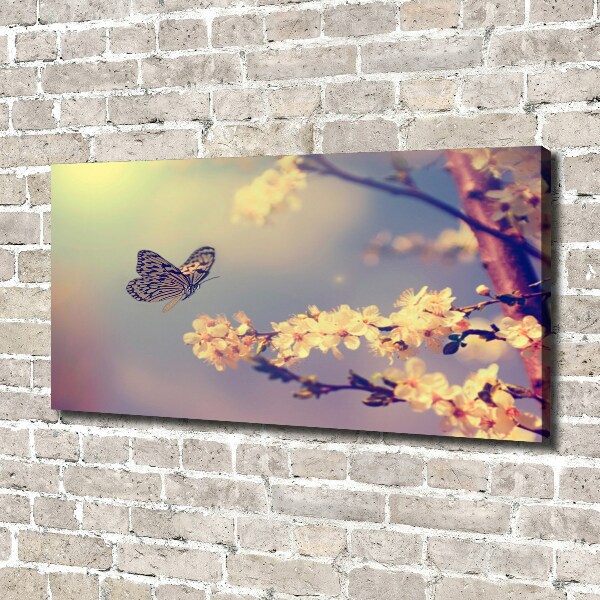 Canvas wall art Cherry flower and butterfly