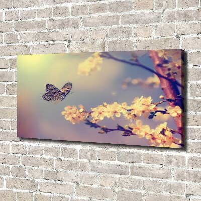 Canvas wall art Cherry flower and butterfly