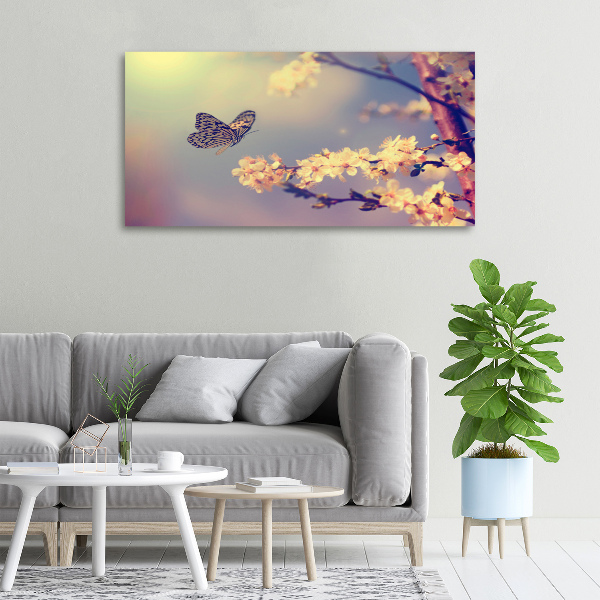 Canvas wall art Cherry flower and butterfly