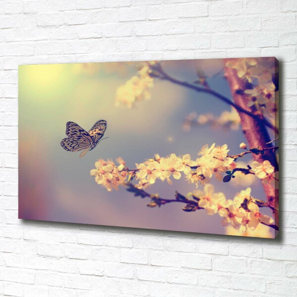 Canvas wall art Cherry flower and butterfly