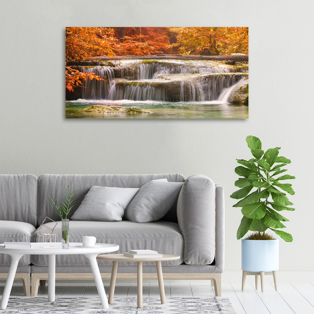 Canvas wall art Waterfall in autumn