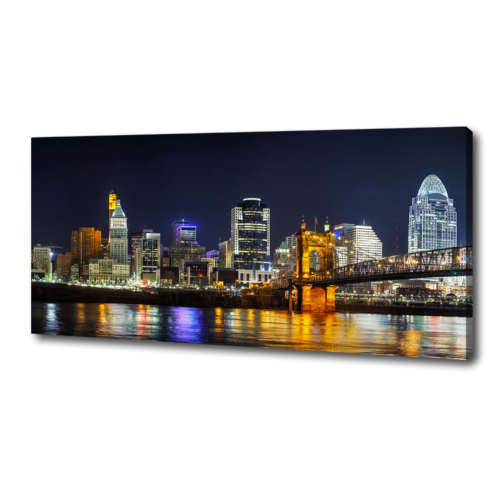 Canvas wall art Ohio river at night