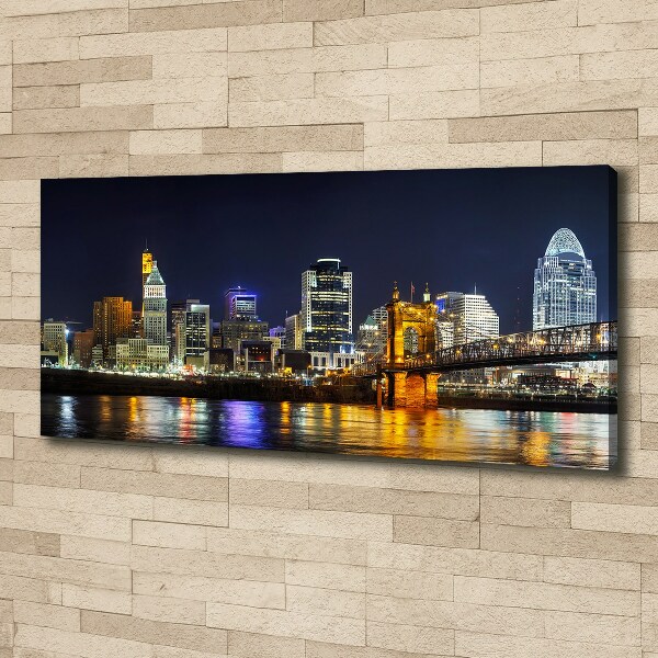 Canvas wall art Ohio river at night