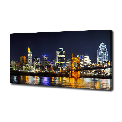 Canvas wall art Ohio river at night