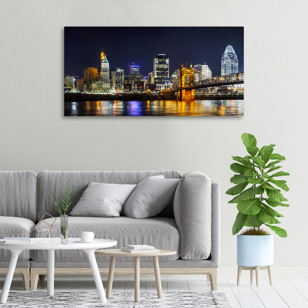 Canvas wall art Ohio river at night