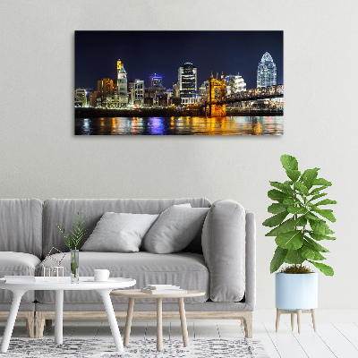 Canvas wall art Ohio river at night