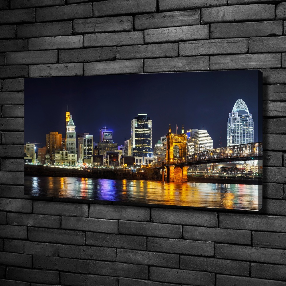 Canvas wall art Ohio river at night