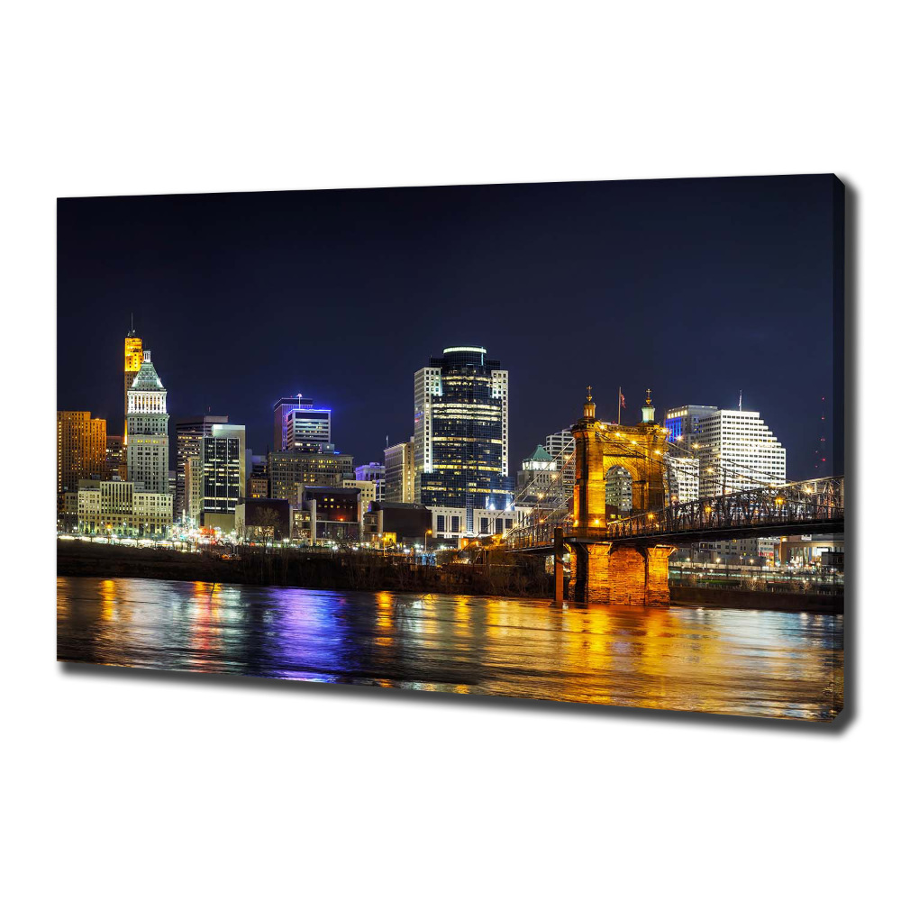 Canvas wall art Ohio river at night