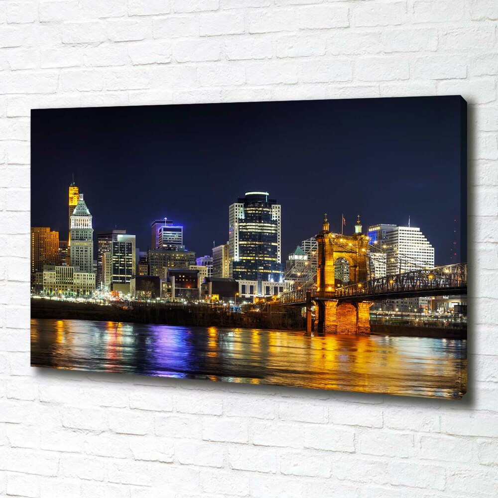 Canvas wall art Ohio river at night