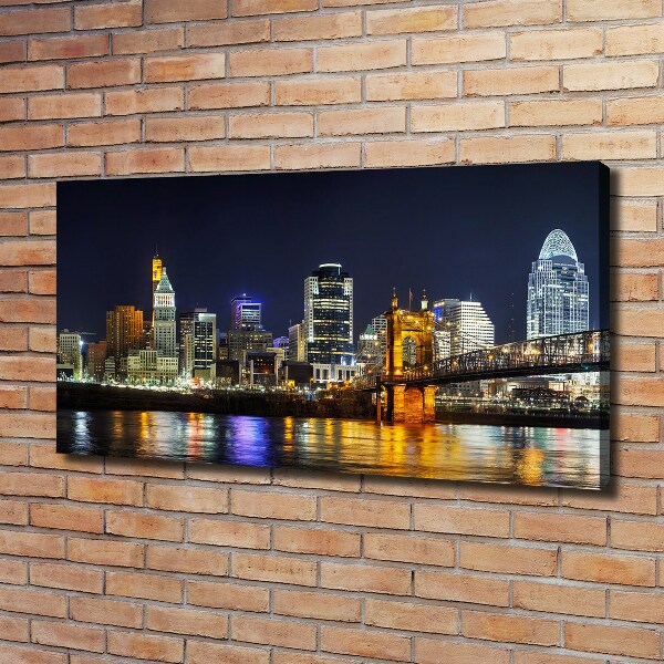 Canvas wall art Ohio river at night