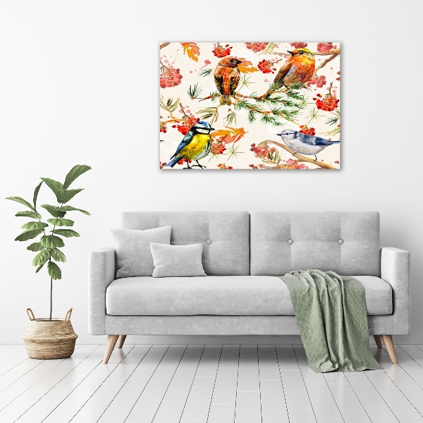 Canvas wall art Conifers and birds