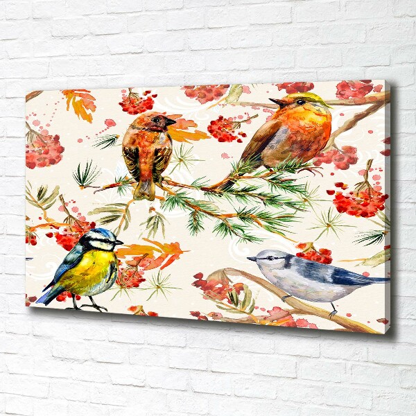 Canvas wall art Conifers and birds