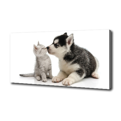 Canvas wall art Dog and cat