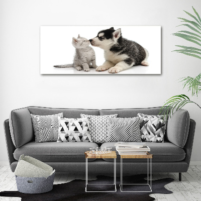 Canvas wall art Dog and cat