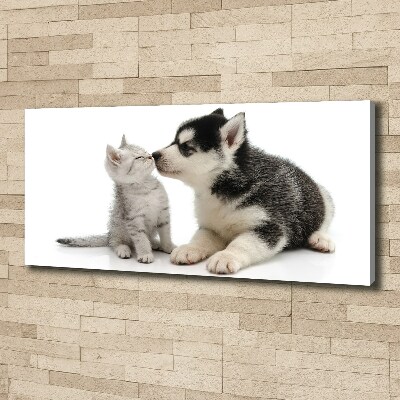 Canvas wall art Dog and cat