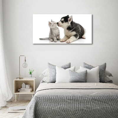 Canvas wall art Dog and cat