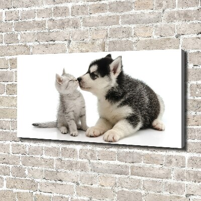 Canvas wall art Dog and cat