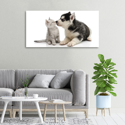 Canvas wall art Dog and cat