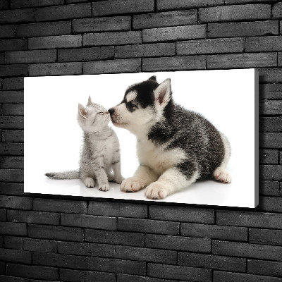 Canvas wall art Dog and cat