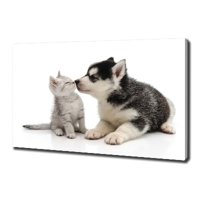 Canvas wall art Dog and cat