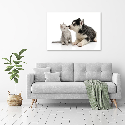 Canvas wall art Dog and cat